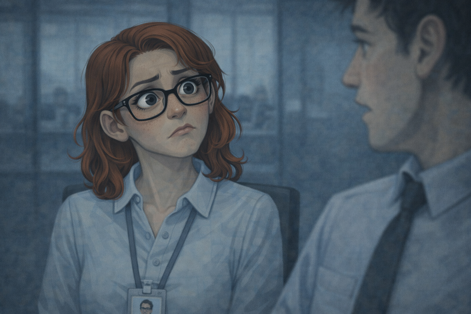 Coworkers exchanging glances